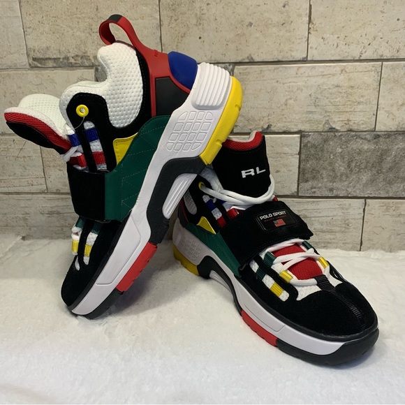 Ralph Lauren Polo Sport PS100 Mens High Top Shoes, Black Multicolor SIZE 12 - Picture 2 of 14